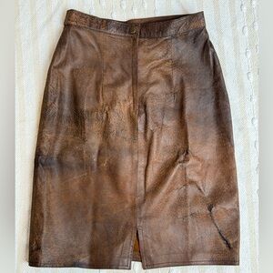 Vintage Winlit leather skirt cognac brown small size 7/8